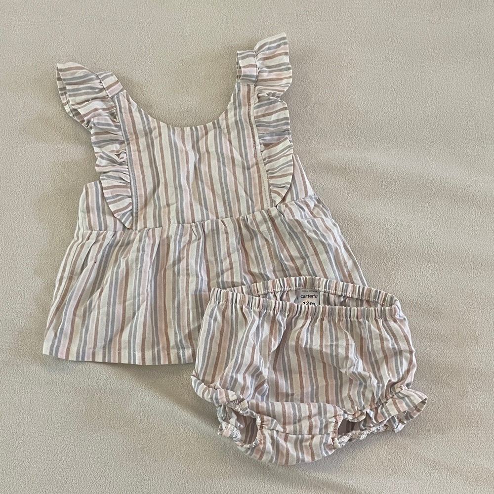 Carter's Pastel Striped Ruffle Set